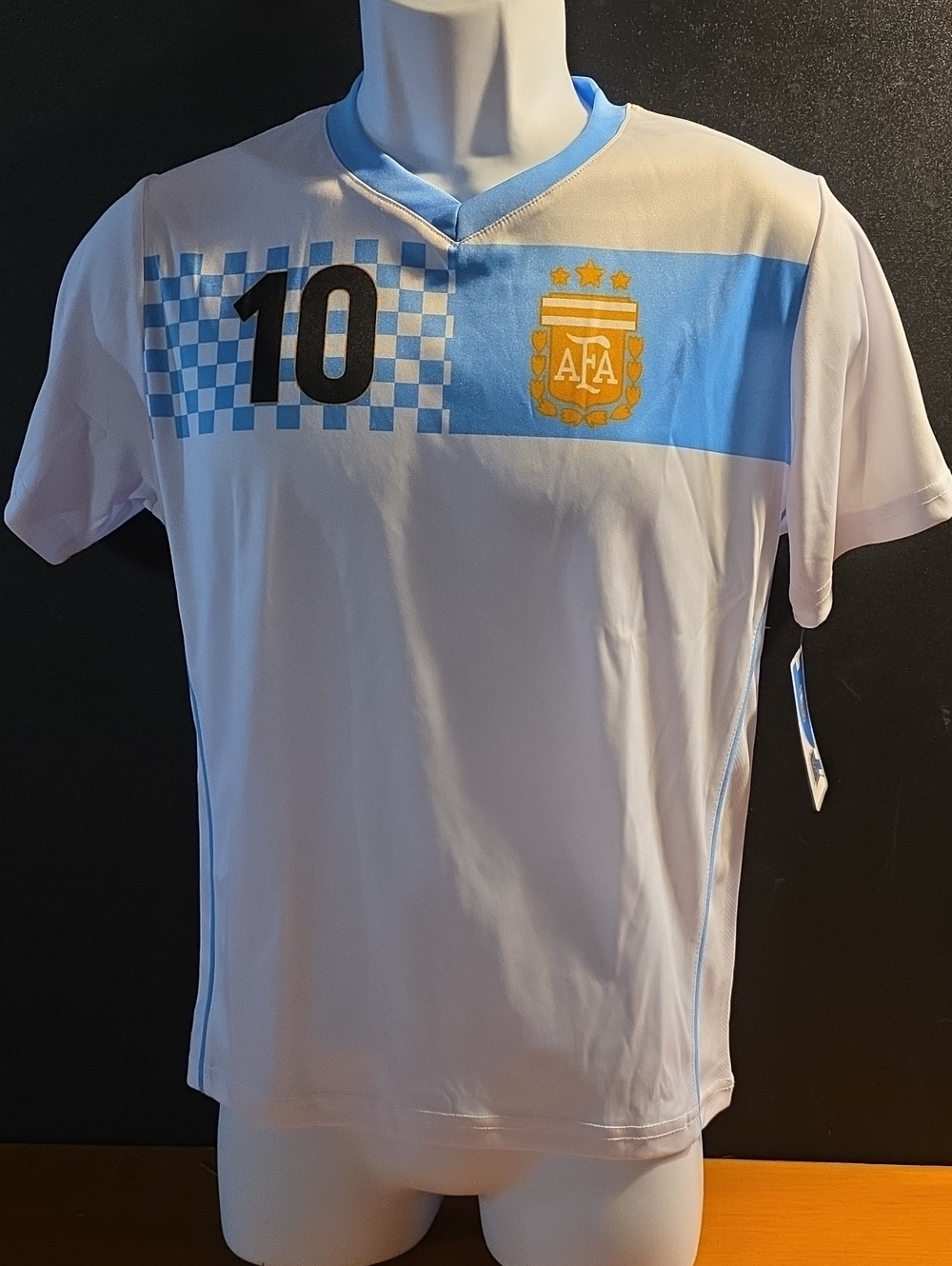 MESSI Argentina Kids Soccer Jersey - White & Sky Blue with Number 10